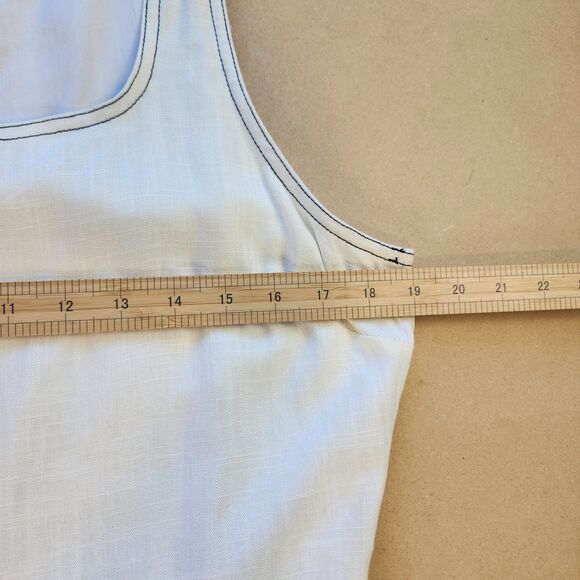 NWT Sugarlips White w/ Blue Stich Linen Blend Wide Leg Jumpsuit Size Large - Picture 8 of 11